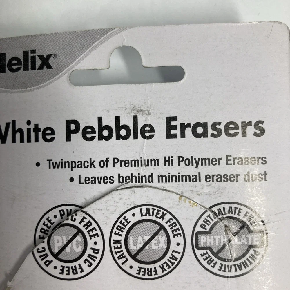 Helix White Pebble Eraser – Latex-Free Ergonomic Art & Drawing Rubber for School
